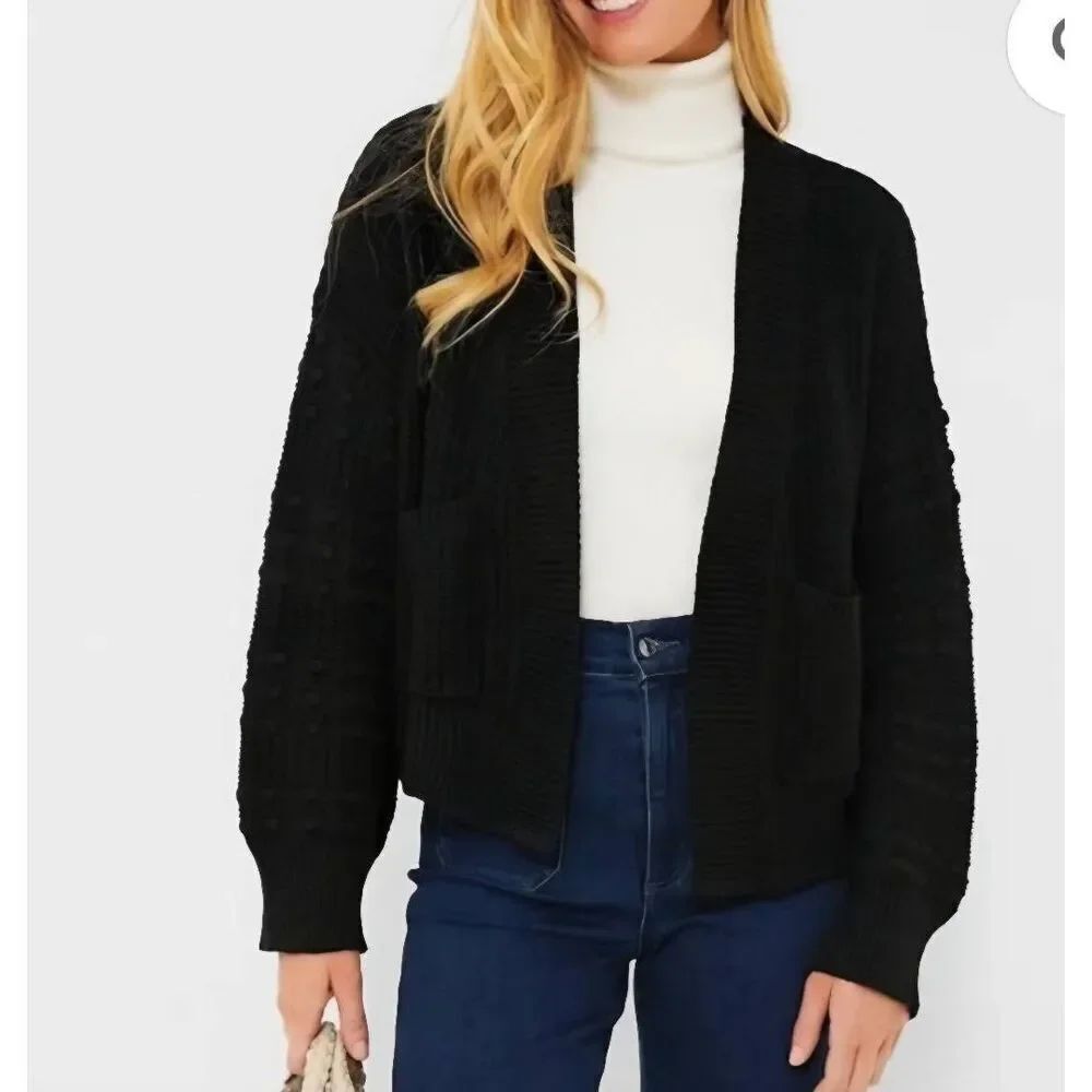 Tuckernuck POMANDER PLACE Black Knit Cardigan sz XS